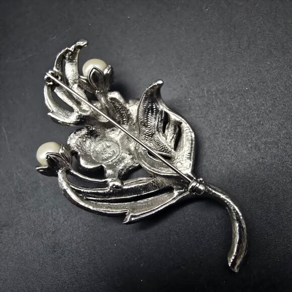 Kenneth Jay Lane for Avon Brooch Silver Tone Flower 1989 Renaissance Collection - Picture 5 of 9